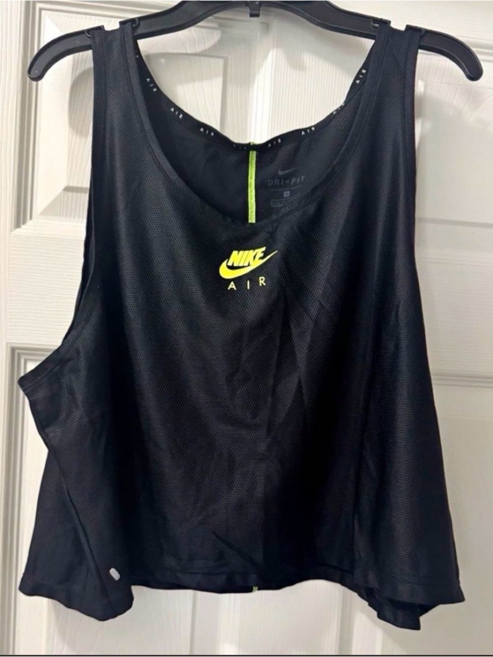 Nike Black Women's Tank Top with Neon Yellow Nike Air Logo